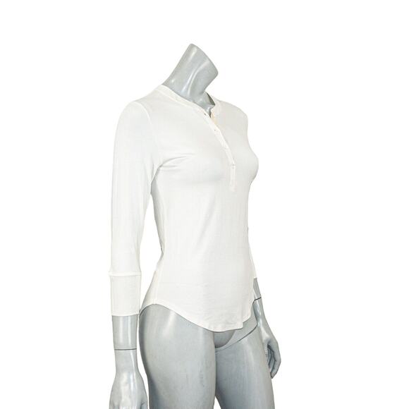 MAJESTIC FILATURES Women's Henely Blouse ivory beige size 3 - Picture 4 of 9